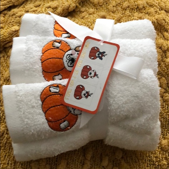 Wash towels set 6 embellished dogs pumpkin design - Picture 3 of 6